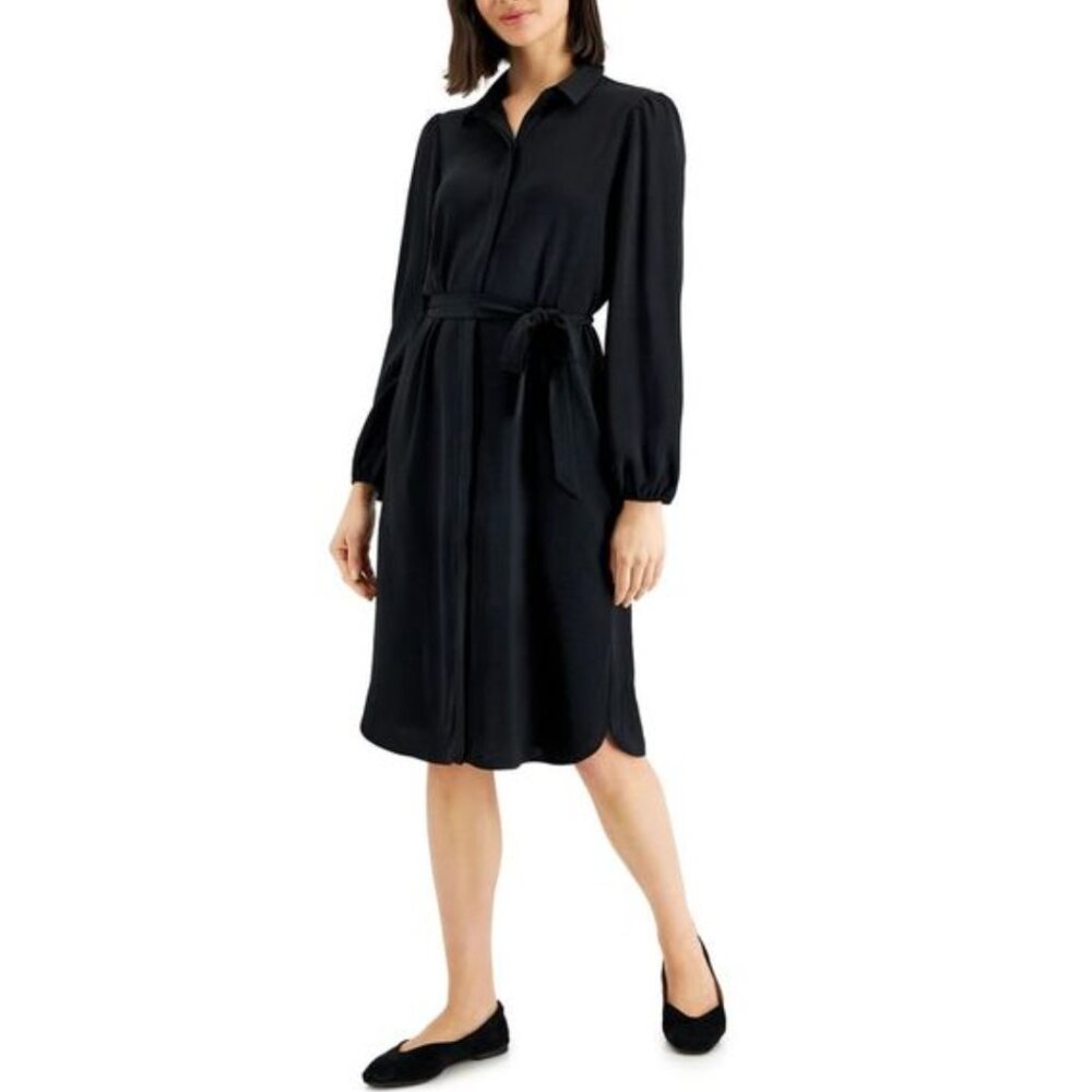 Alfani Tie Waist Shirtdress EUC
